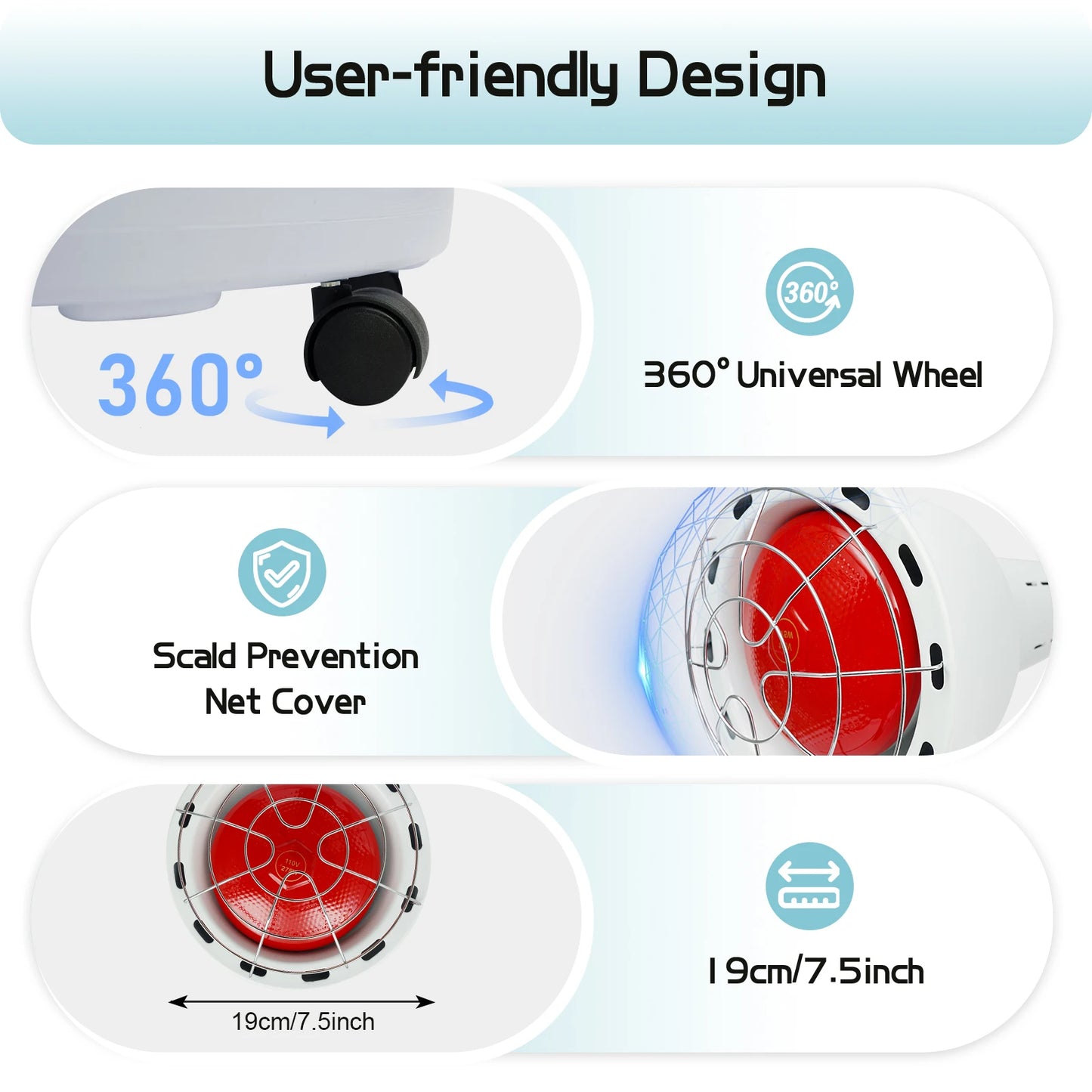 Far Infrared Light Therapy Lamp 275W Red Light Therapy Pain Relief Rotatable