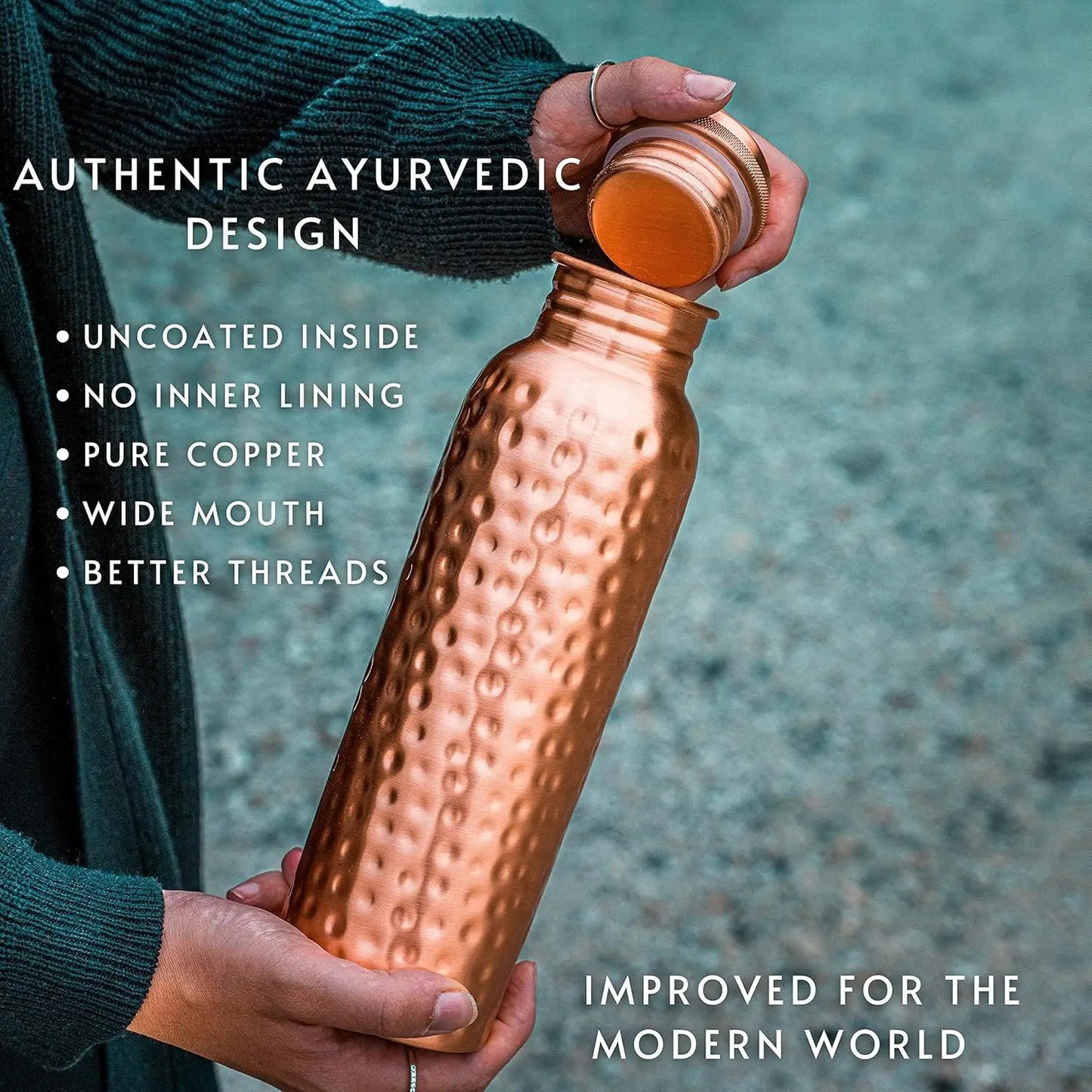 Hammered Copper Water Bottle Leak Proof And Reusable
