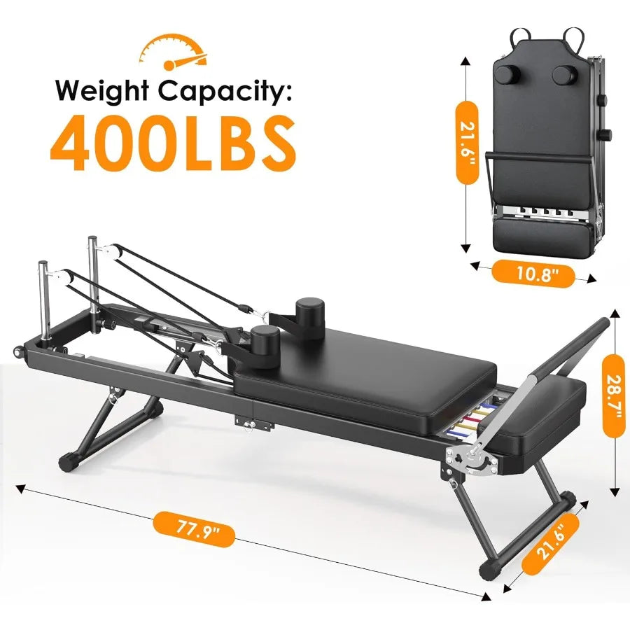 XMSJ Collapsible Pilates Reformer With Adjustable Resistance Springs For Total-Body