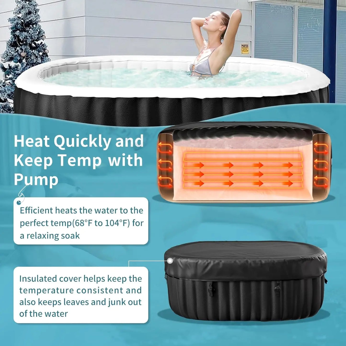 Inflatable Outdoor Hot Tub With Side Table 100 Air Jets