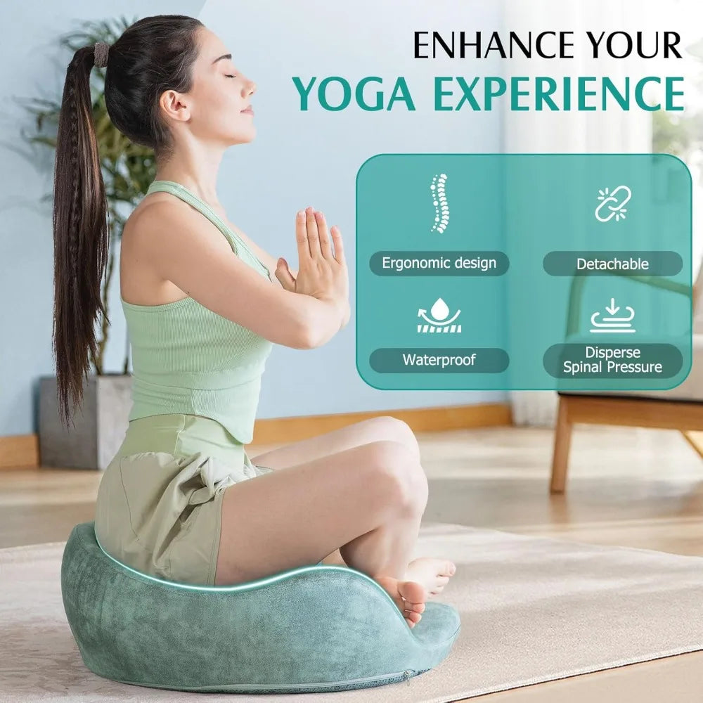 Ergonomic Memory Foam Meditation Cushion With Washable Cover For Sitting Yoga
