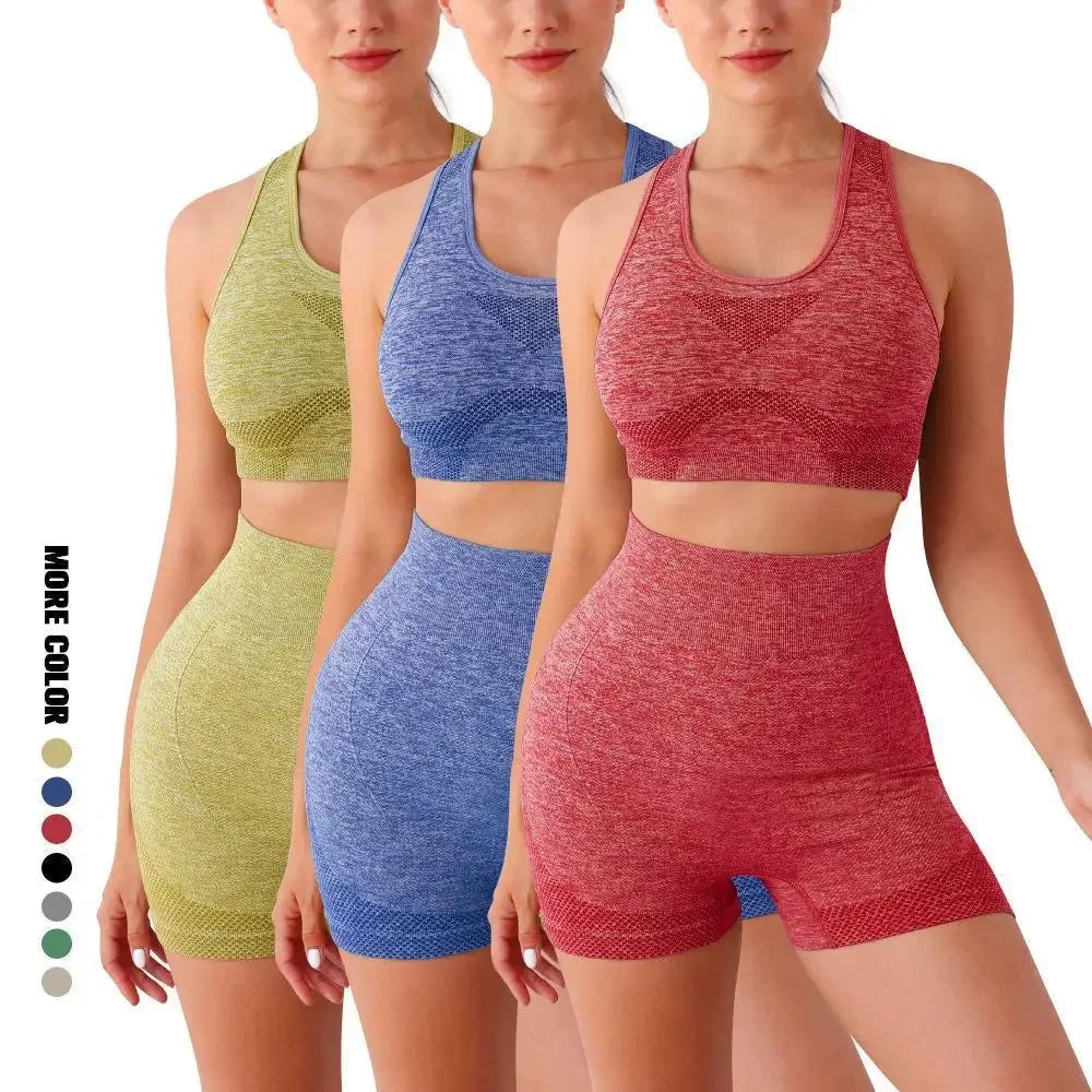 Yoga Set For Women Seamless Sports Bras And Shorts