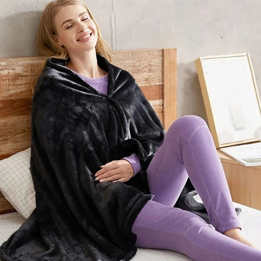 USB Heated Shawl Electric Blanket With 3 Heating Levels Wearable Poncho Throw