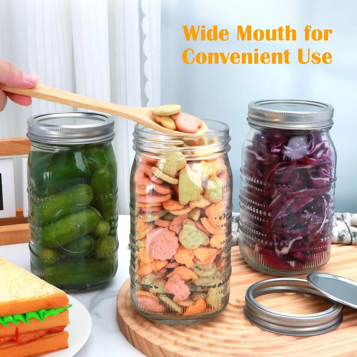 Premium Wide Mouth Mason Jars With Lids For Home Canning