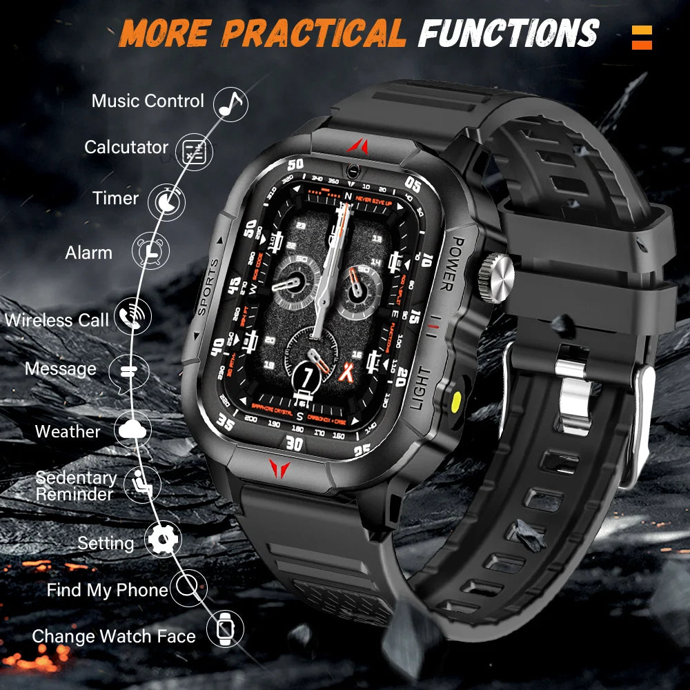 LAXASFIT Smart Watch Outdoor IP68 Health Monitoring 100 Sports Modes