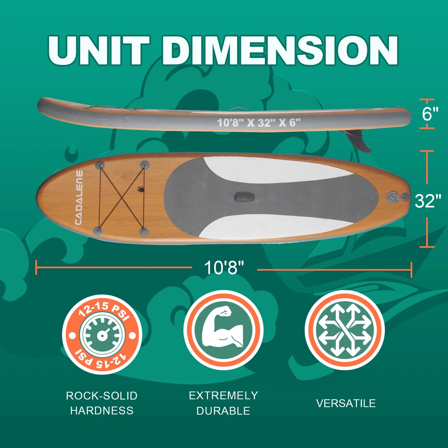 CADALENE Inflatable Stand Up Paddle Board 10ft 8in x 30in x 6in For Adults