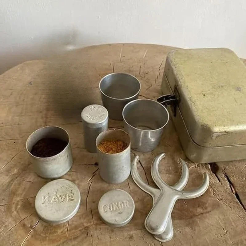 Camping Coffee Kit Stainless Steel Cookware Set Pots Cups Easy Clean