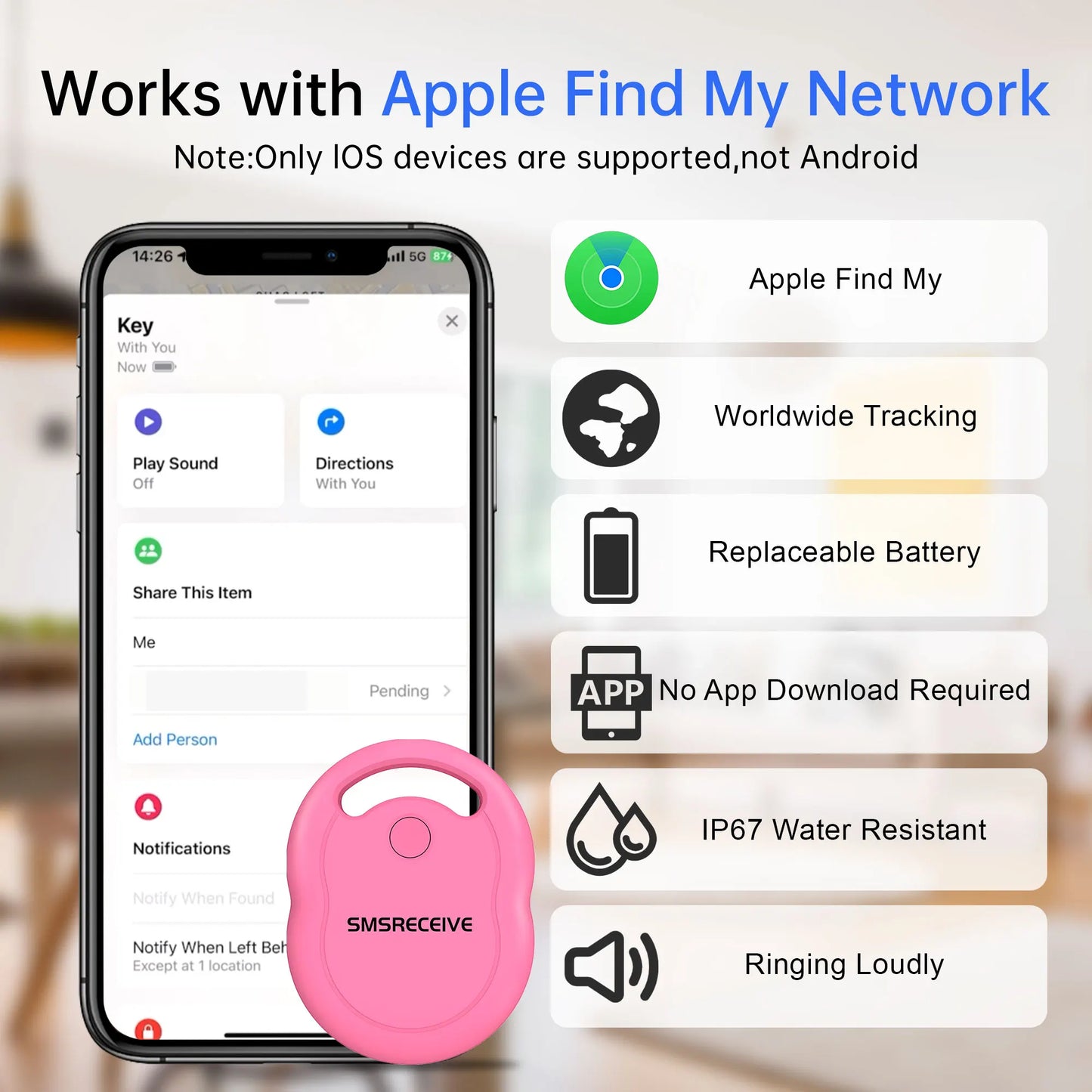 Mini GPS Tracker For Apple Find My Anti Lost Finder For Bag Key Wallet