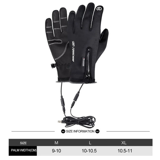 USB Heated Winter Gloves Cycling Running Driving Touch Screen Nonslip
