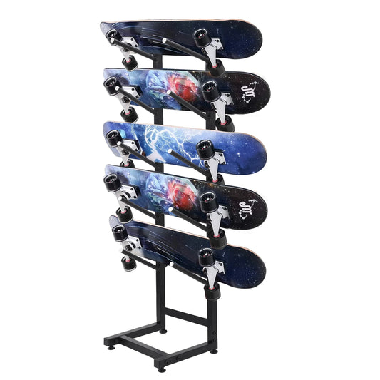 5 Tier Metal Skateboard Rack Freestanding Organizer For Home Gym