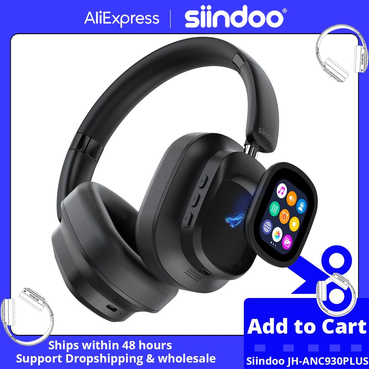 Siindoo ANC930Plus Hybrid Wireless Headphones Featuring Advanced Touch Controls App