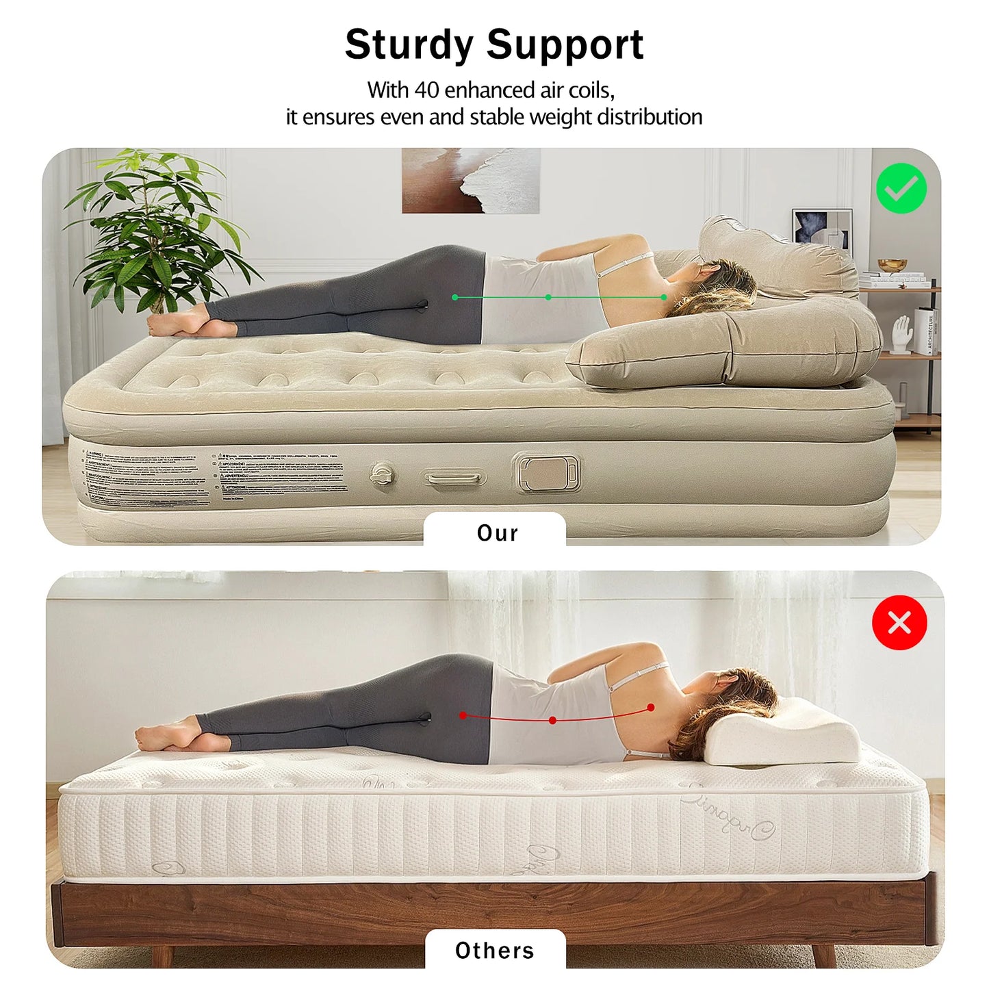 Automatic Inflatable Mattress With Pillow For Home Camping Outdoor Car Travel