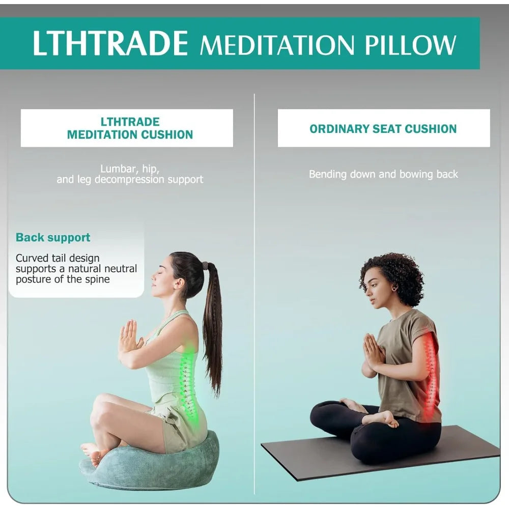 Ergonomic Memory Foam Meditation Cushion With Washable Cover For Sitting Yoga