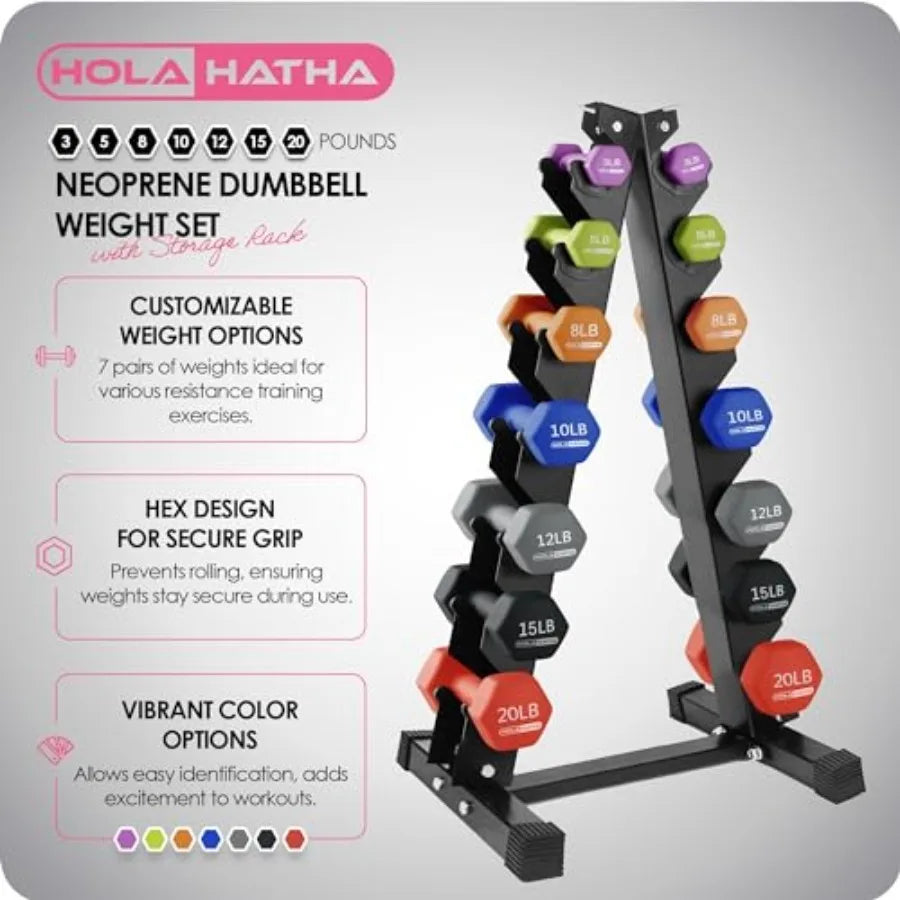 Neoprene Dumbbell Weights Set with Rack for Home Gym