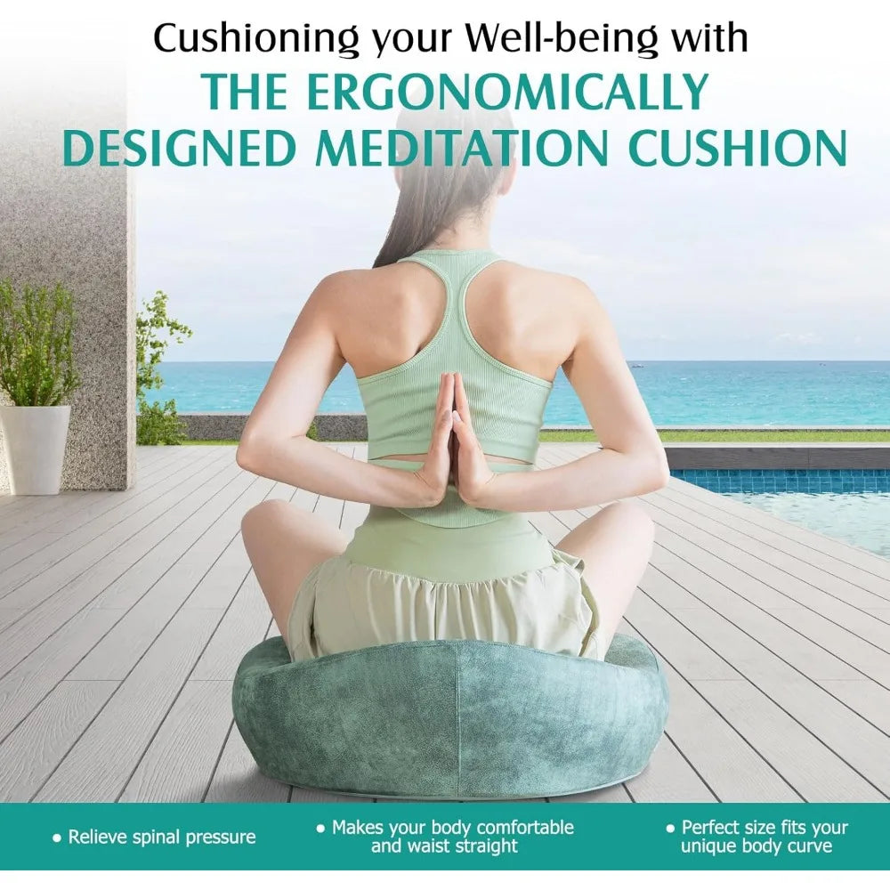 Ergonomic Memory Foam Meditation Cushion With Washable Cover For Sitting Yoga