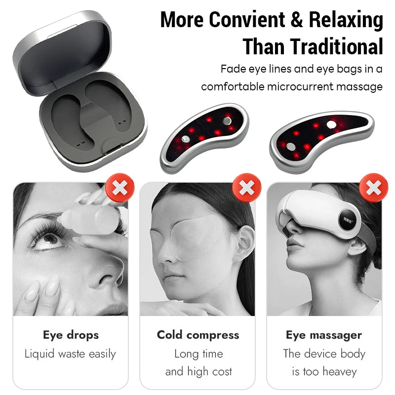 EMS Pulse Micro Current Eye Massager With Red LED Light For Under Eye Wrinkles