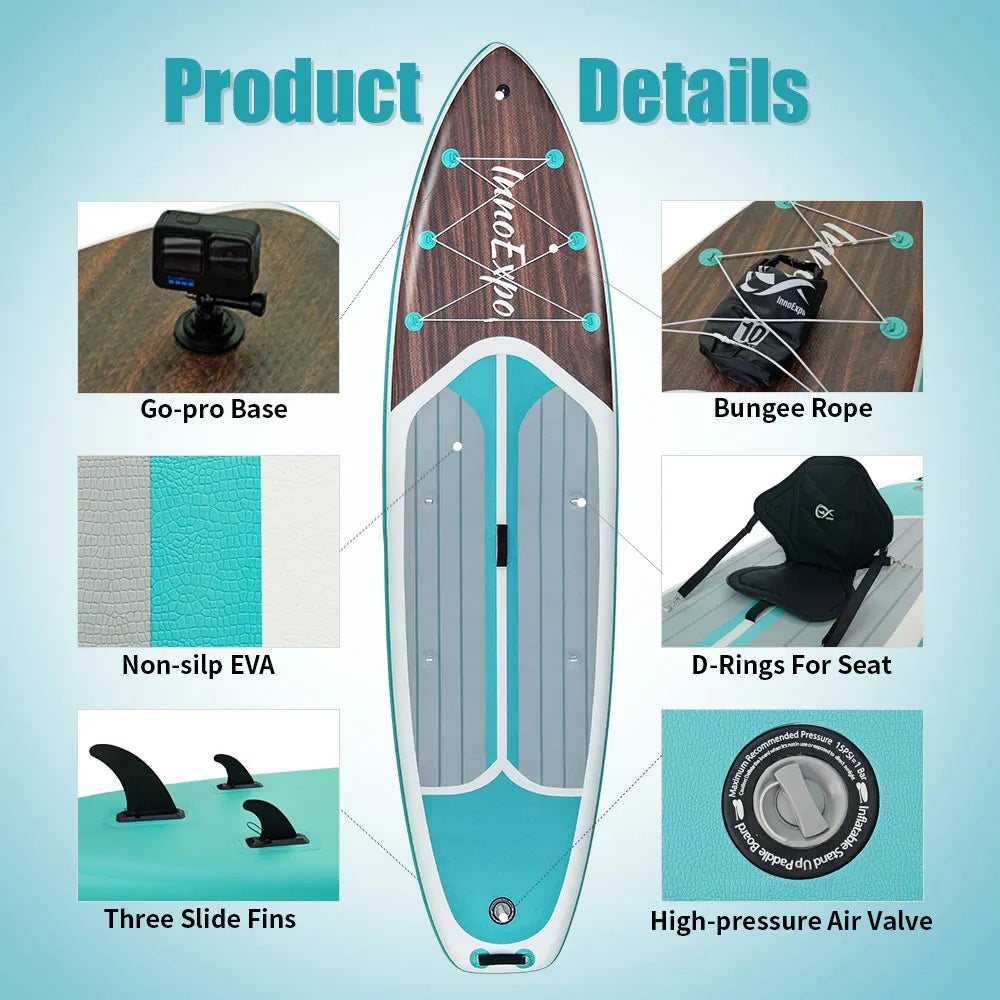 InnoExpo Inflatable Stand Up Paddle Board With Premium Paddleboard Accessories