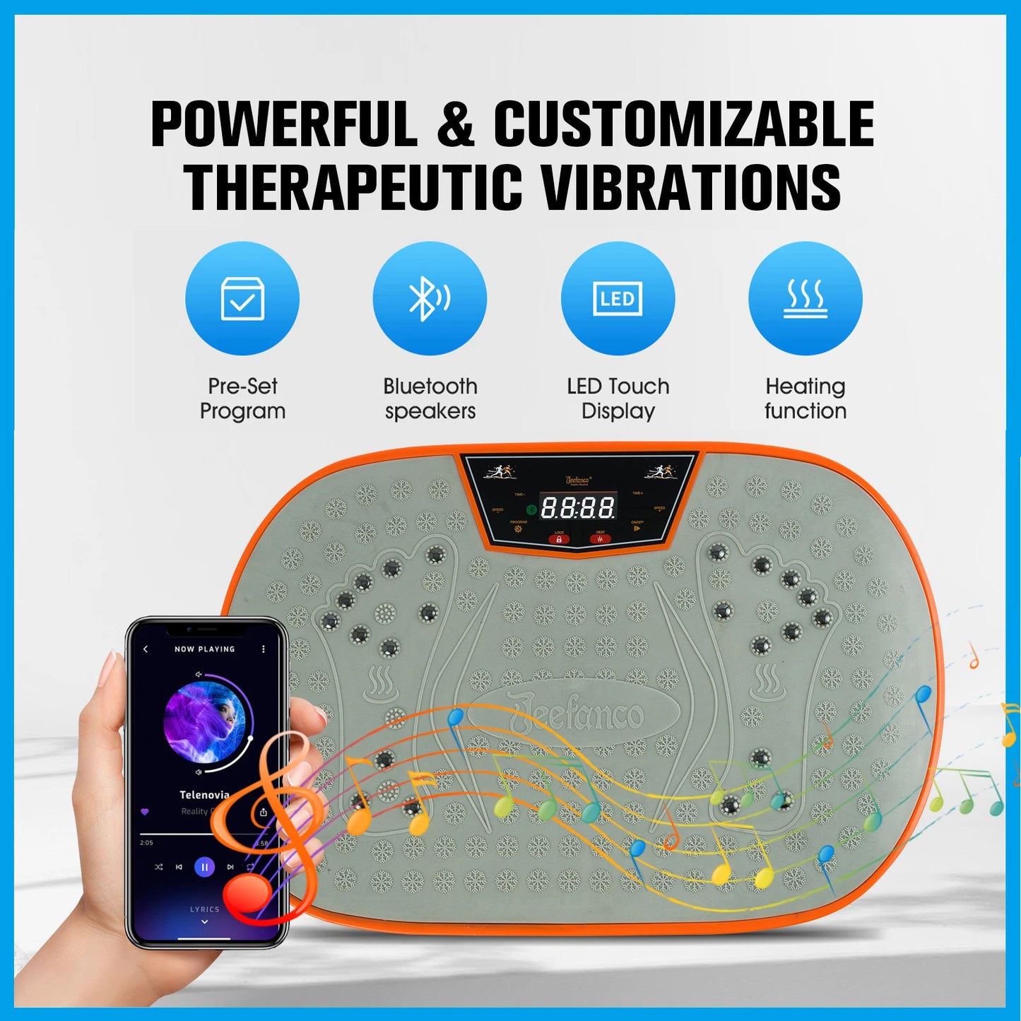 Jeefanco Vertical Vibration Plate With Silicone Surface And Magnetic Heating For Home Fitness