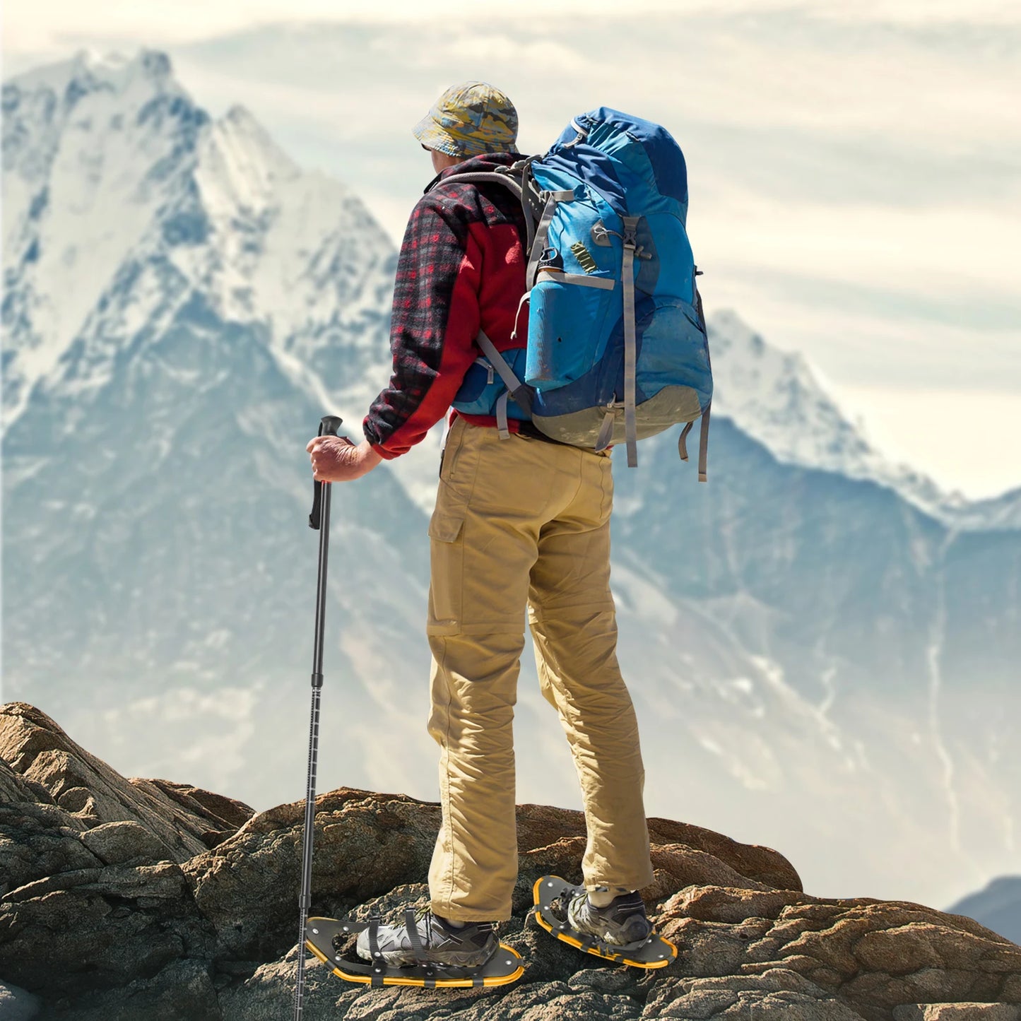 21 Inch Snowshoes With Adjustable Trekking Poles for Men Women Load 66-154lbs