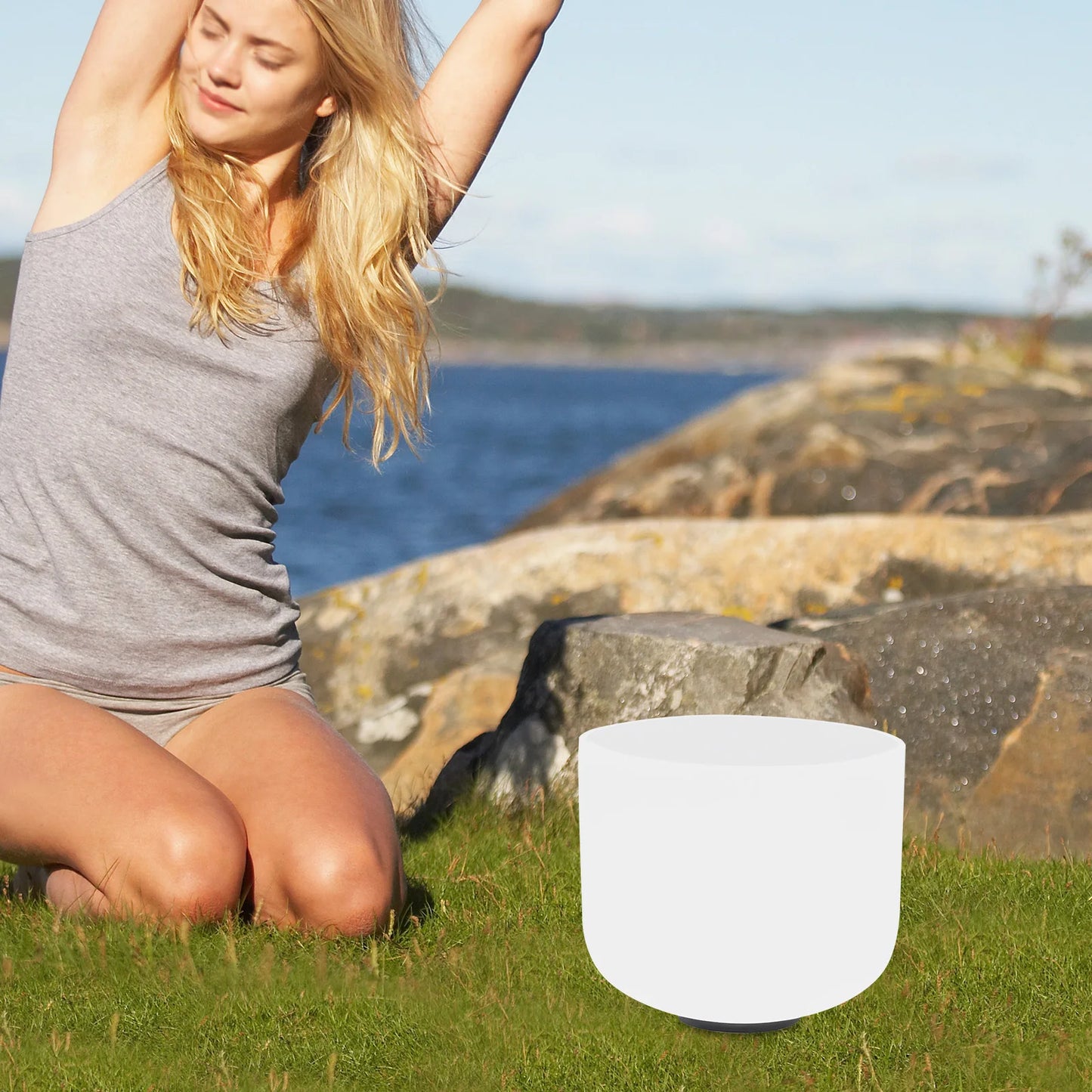 8 Inch Round Quartz Singing Bowl 432 440 Hz High Purity Sound Healing