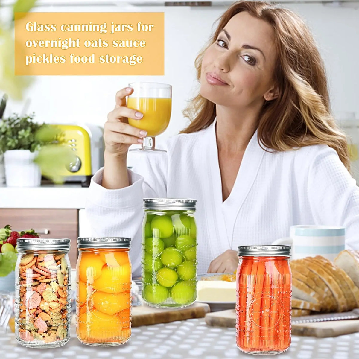 Premium Wide Mouth Mason Jars With Lids For Home Canning