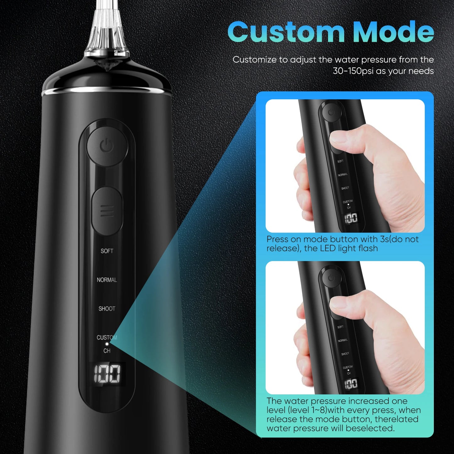 SEJOY Oral Irrigator Water Flosser 300ml Teeth Whitening 4 Modes 360 Rotation