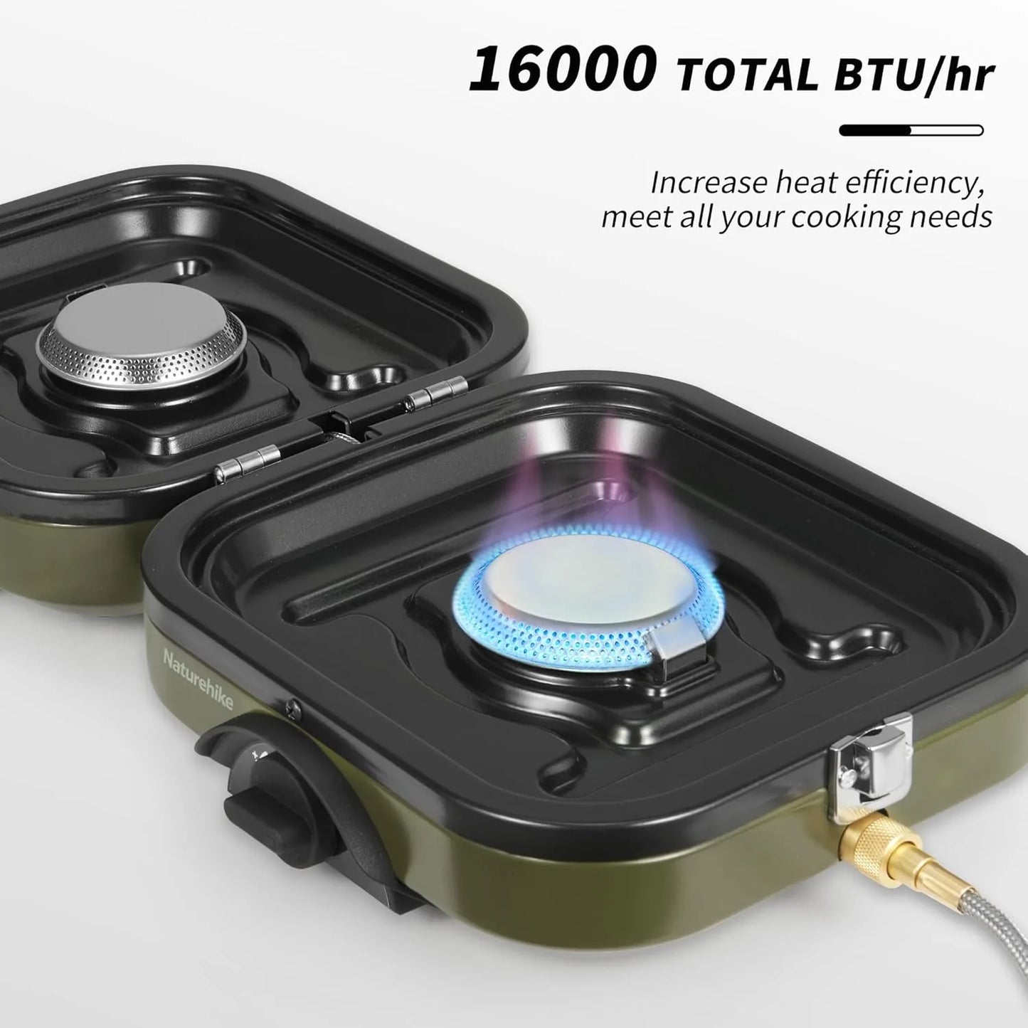 Naturehike Folding Dual Burner Gas Stove Isobutane Piezo Ignition 16000 BTU