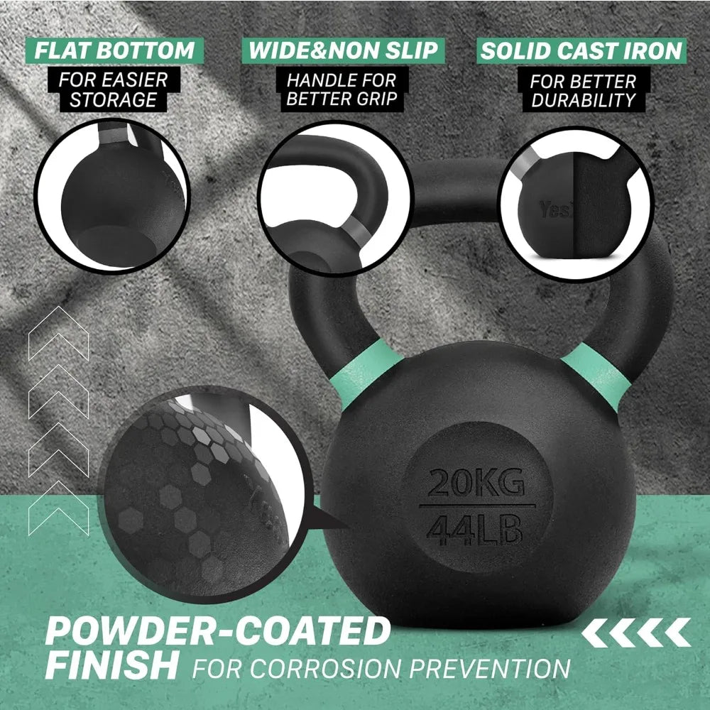 Yes4All Powder Coated Cast Iron Kettlebell Non Slip Handle