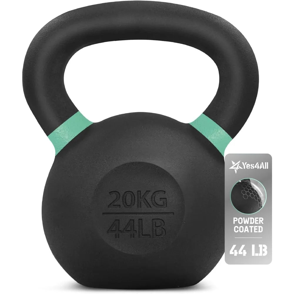Yes4All Powder Coated Cast Iron Kettlebell Non Slip Handle