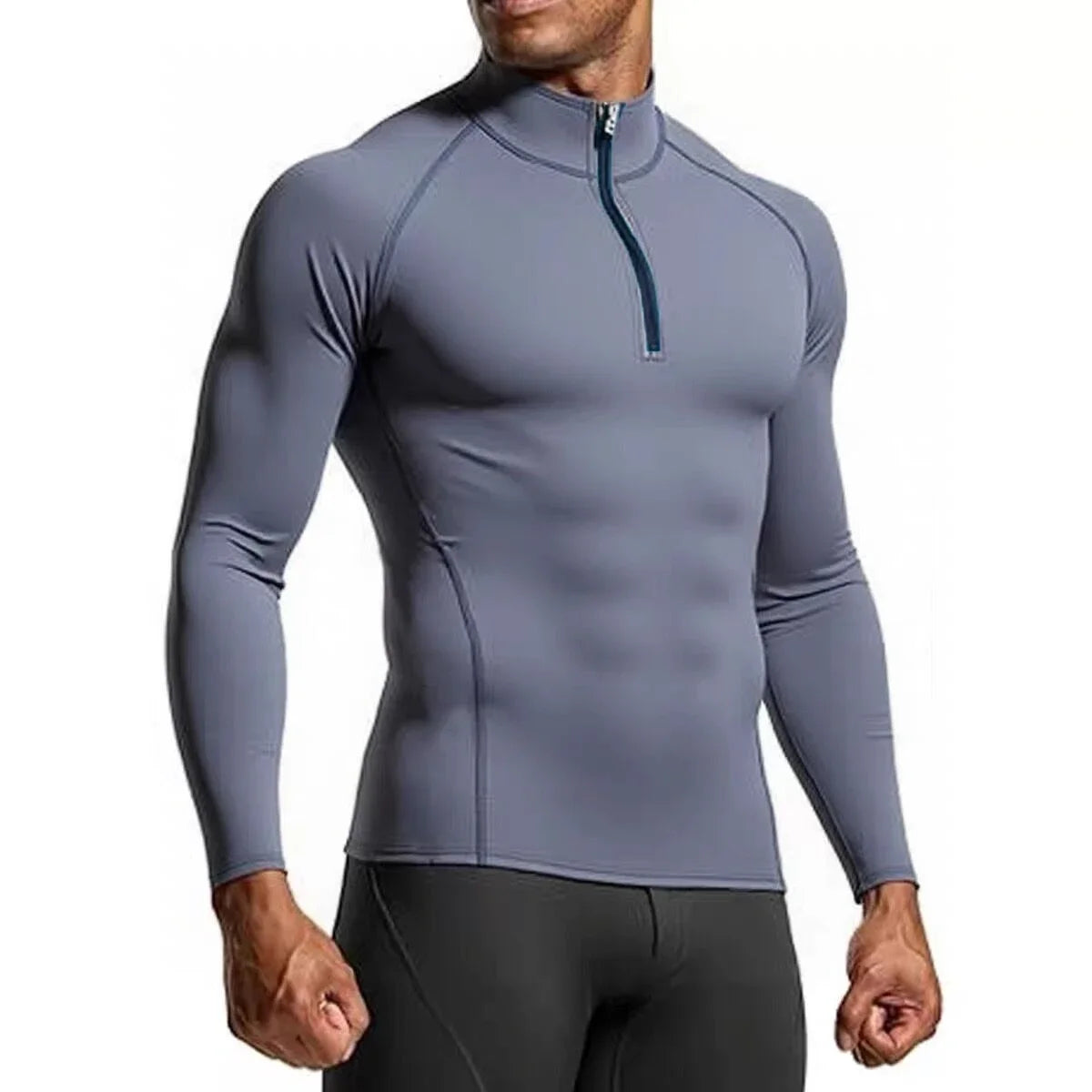 Mens Slim Fit Long Sleeve Sports Tee For Gym And Running Breathable Polyester