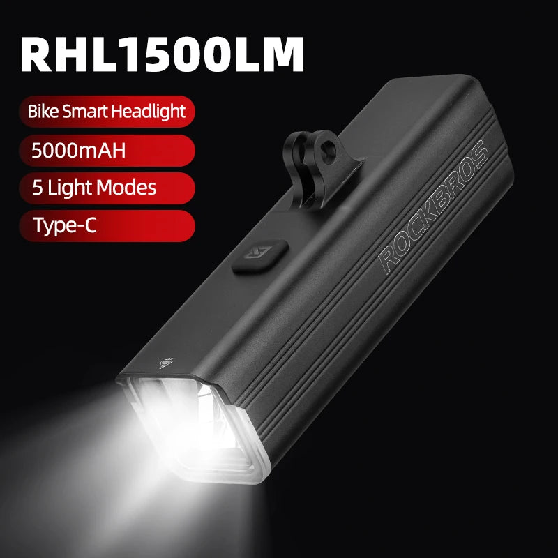 RockBros 1500LM Aluminum Alloy Front Bicycle Light TypeC Charging