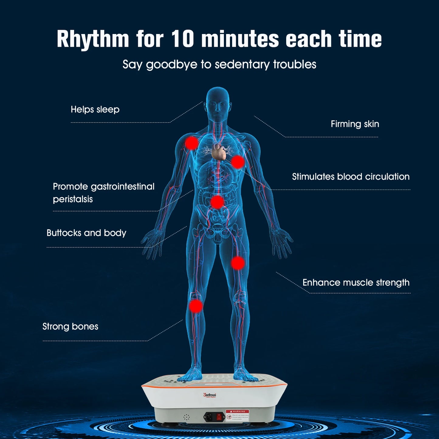 Jeefanco Vertical Vibration Plate With Silicone Surface And Magnetic Heating For Home Fitness