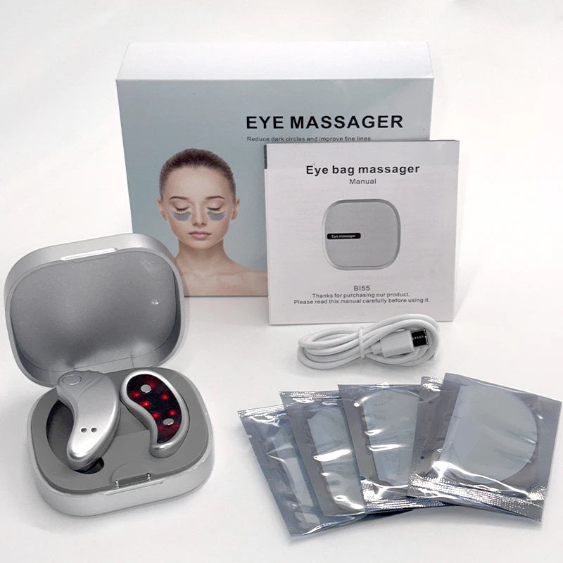 EMS Pulse Micro Current Eye Massager With Red LED Light For Under Eye Wrinkles