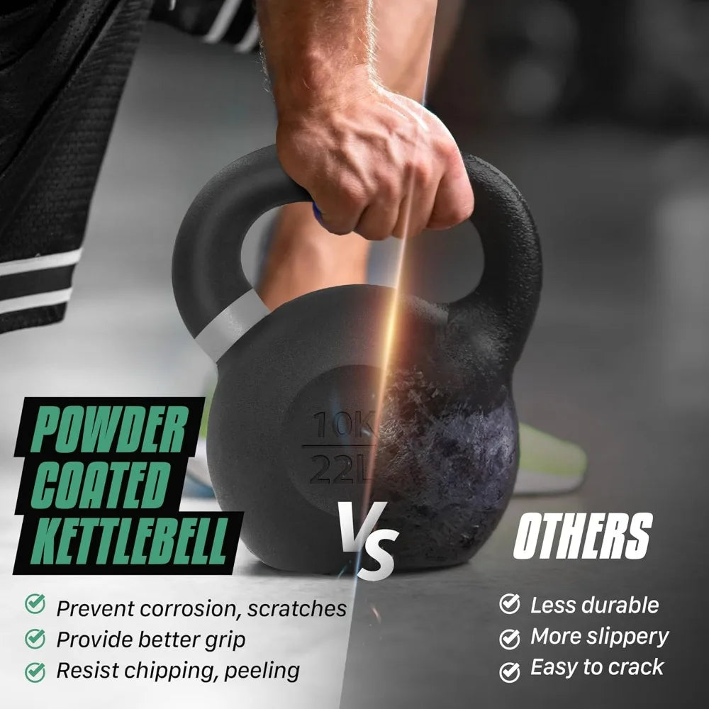 Yes4All Powder Coated Cast Iron Kettlebell Non Slip Handle