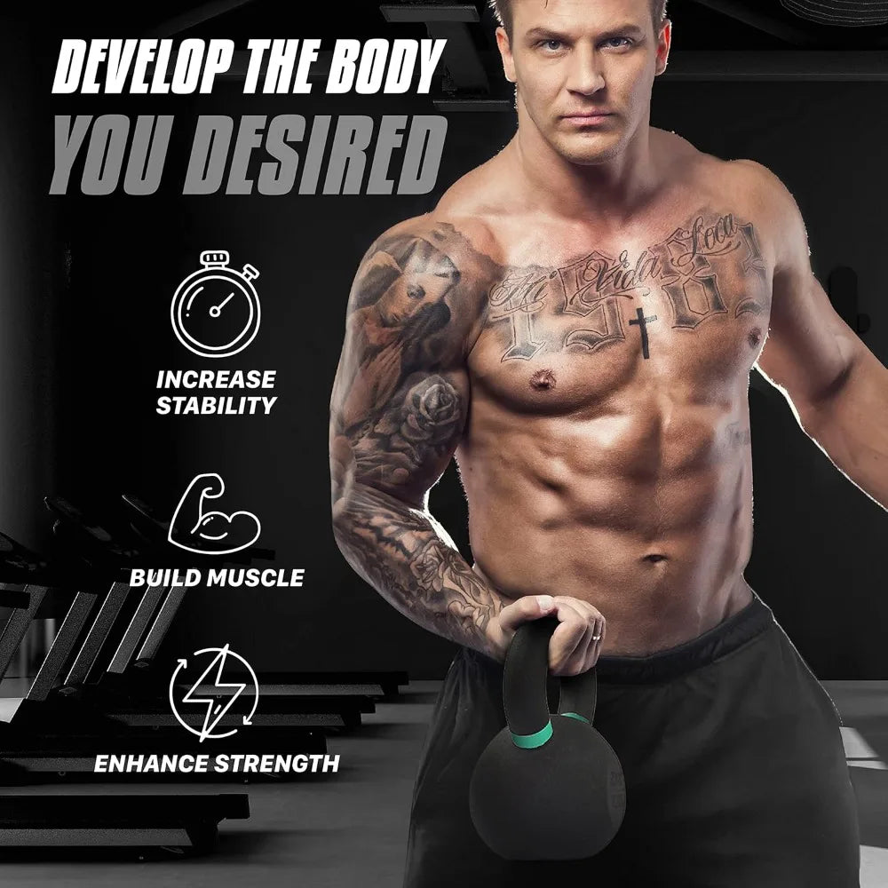 Yes4All Powder Coated Cast Iron Kettlebell Non Slip Handle