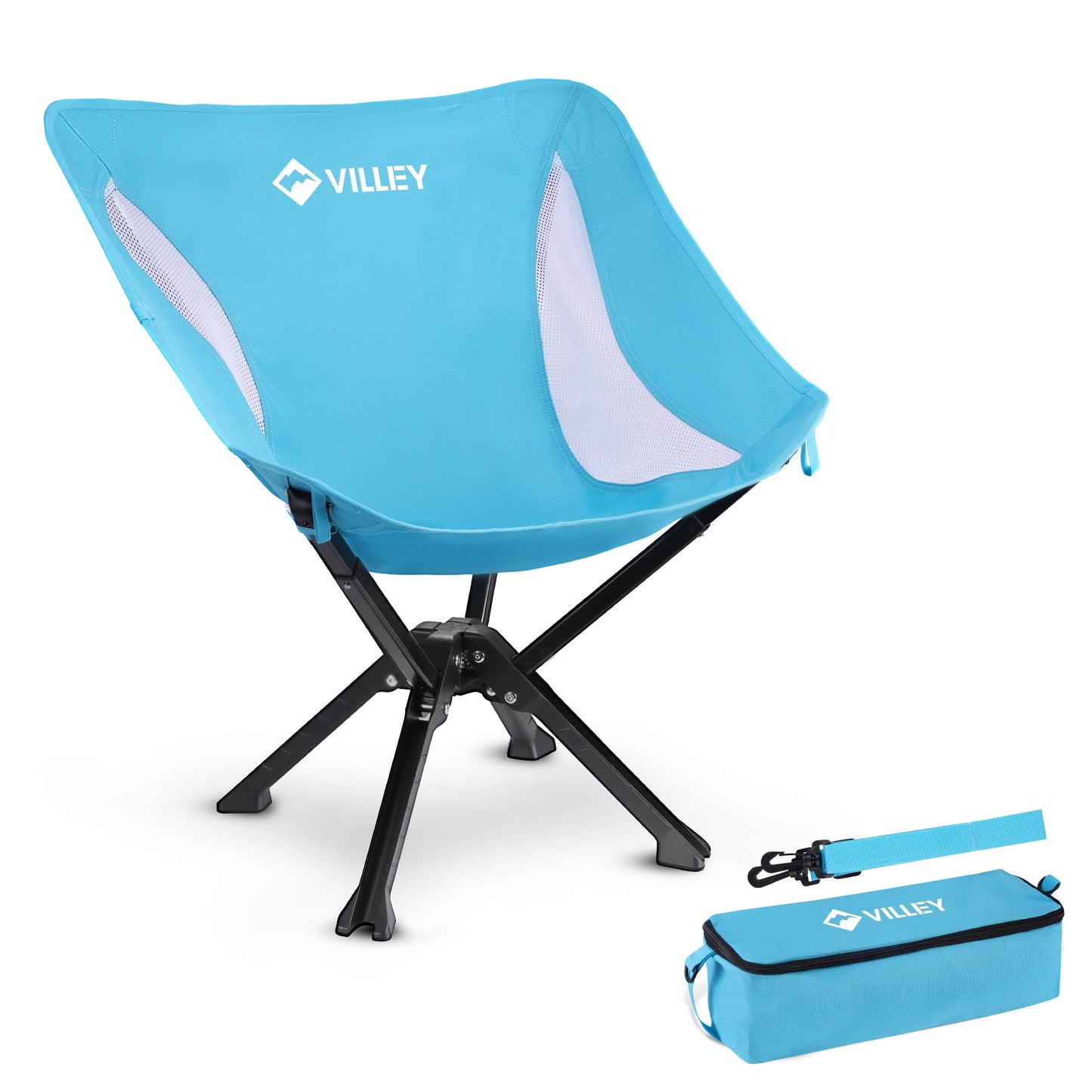 VILLEY Portable Folding Chair Lightweight Camping Chair For Beach Hiking 330 LBS
