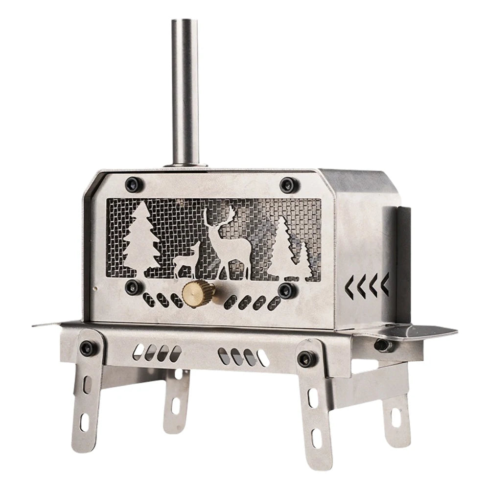 Stainless Steel Outdoor Firewood Stove With Chimney And Aromatherapy Holder