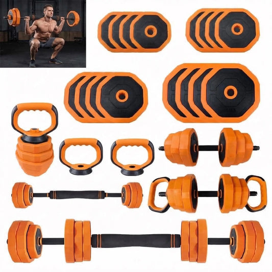 Adjustable Dumbbells 44lb 4in1 Set For Home Gym Barbell Kettlebell Push Up Stand