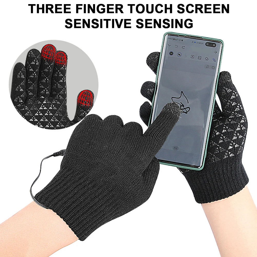 USB Rechargeable Electric Heated Gloves Touch Screen For Outdoor Winter Cycling