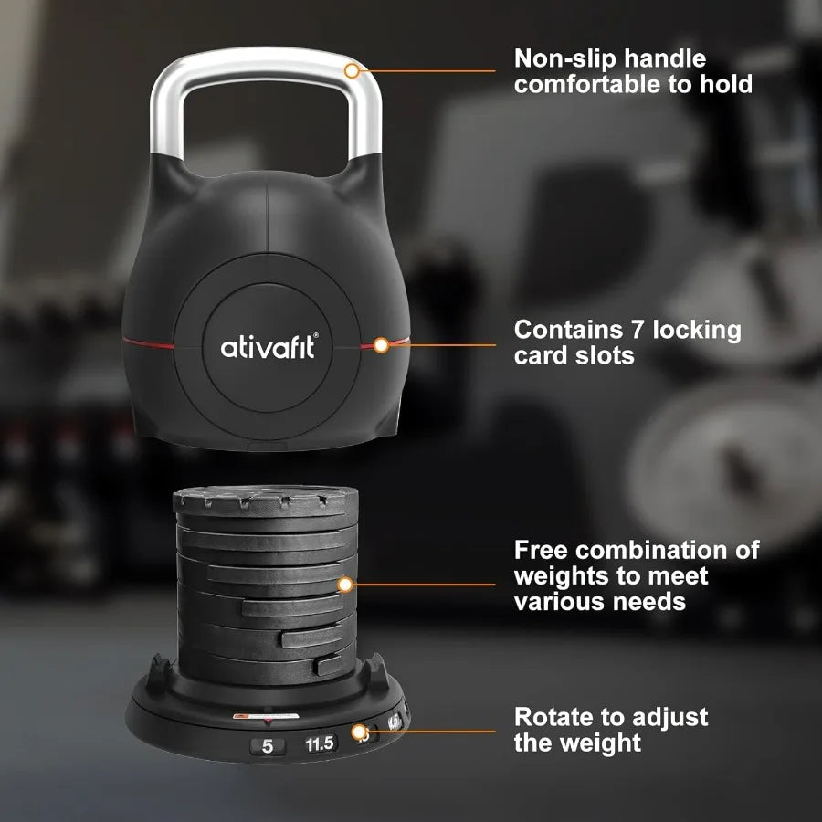 Ativafit 7 In 1 Adjustable Kettlebell 544lbs With Aluminum Handle Safety Lock