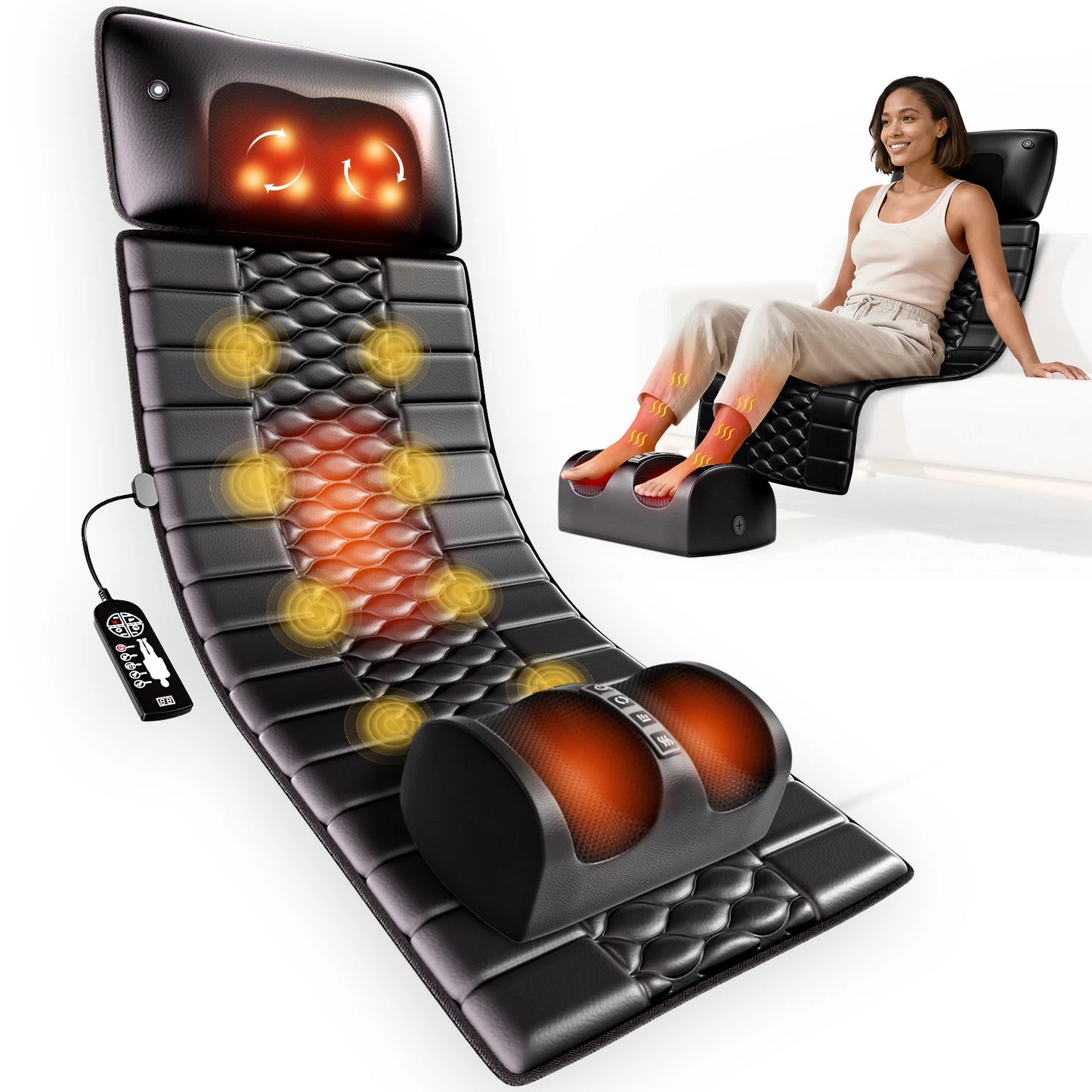 HOMEMASSA Shiatsu Massage Mat With Heat And 9 Intensity Levels