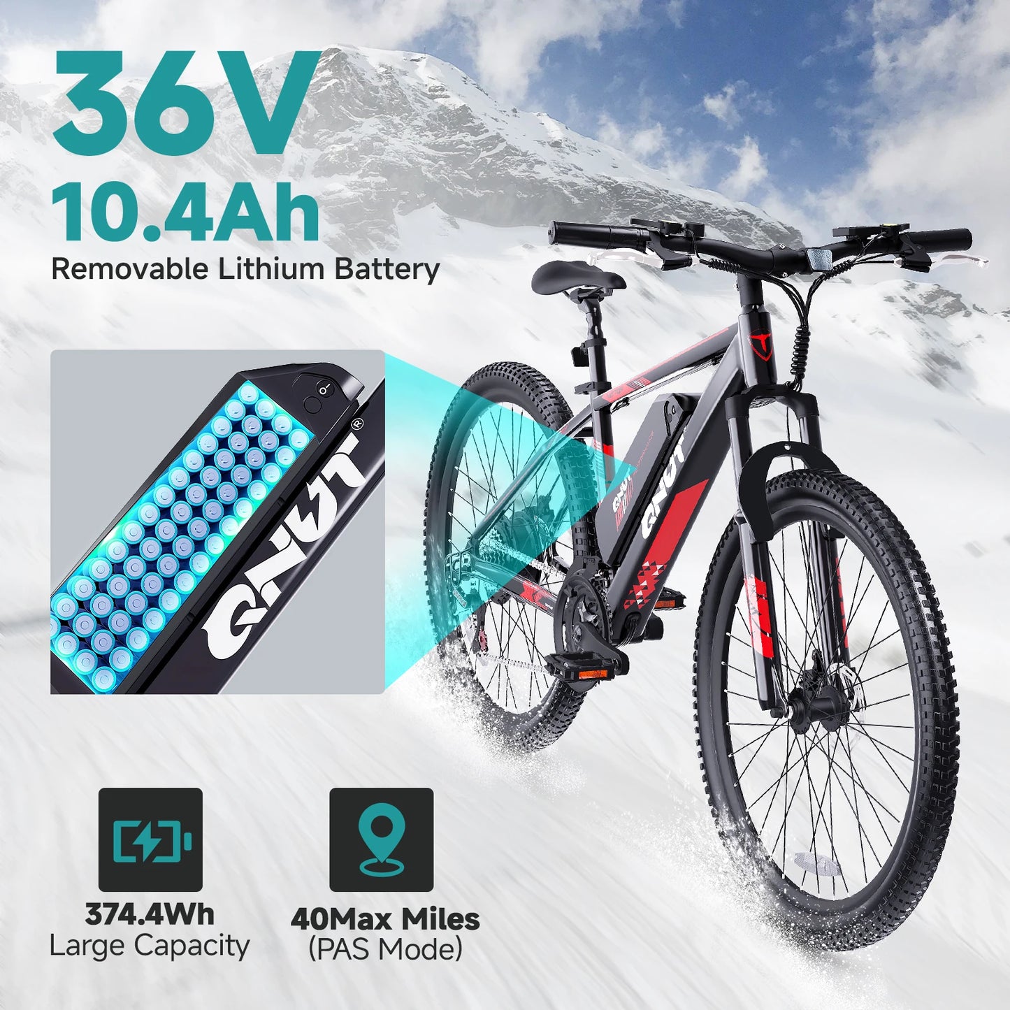 QNUT Victor3.0 Mountain Electric Bike 1000W 36V 10.4Ah 26 Inch