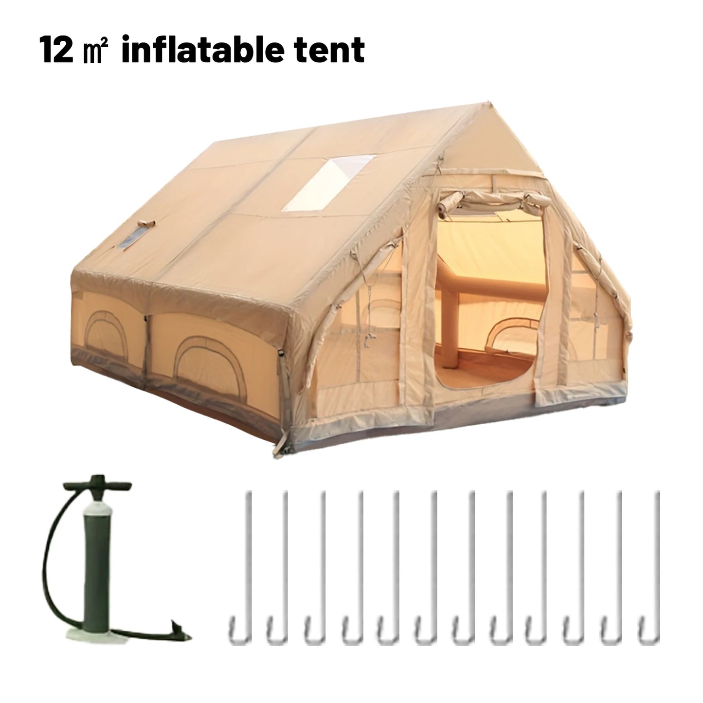 Pakicetus Inflatable Camping Tent 4 6 8 Person Family With Stove Plug Quick Open