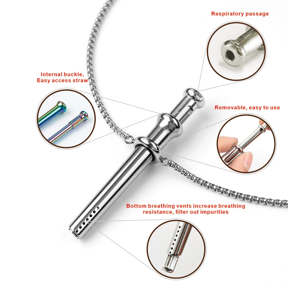 Breathing Resistance Whistle Necklace For Meditation And Anxiety Relief