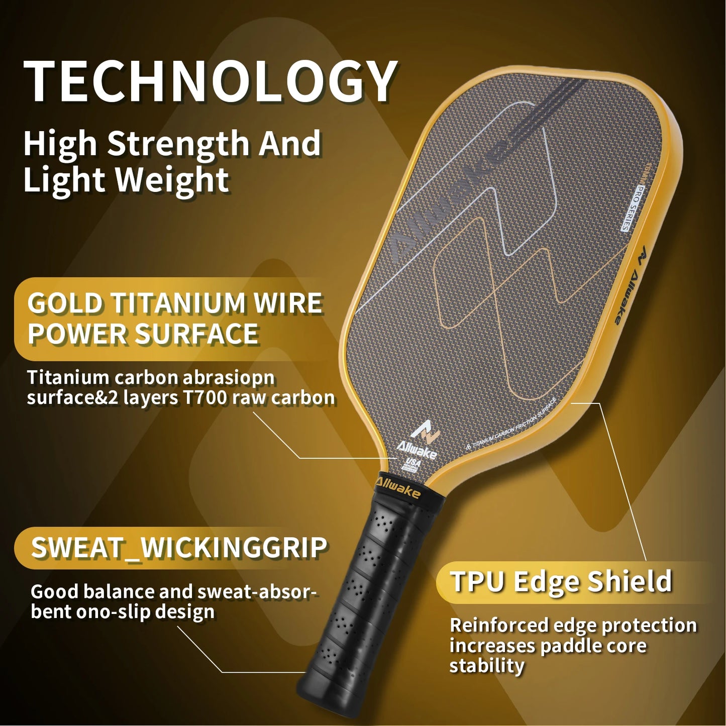 Allwake Carbon Fiber Pickleball Paddle