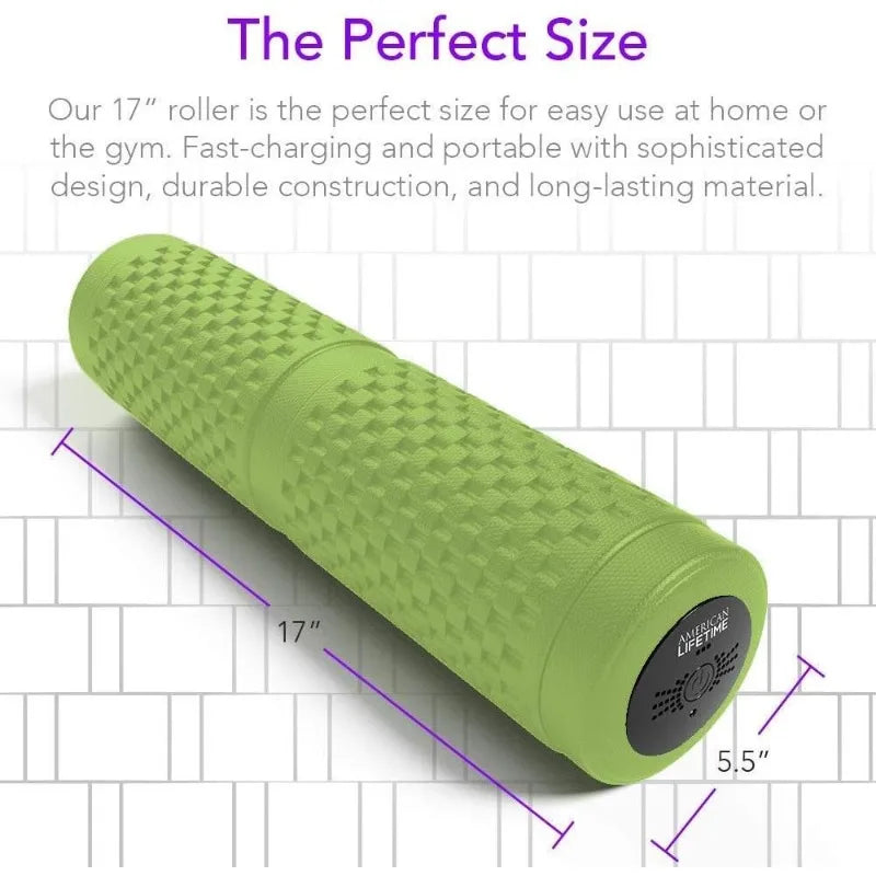 Vibrating Foam Roller 17 Inch 4 Speed Vibration For Deep Tissue Recovery Green