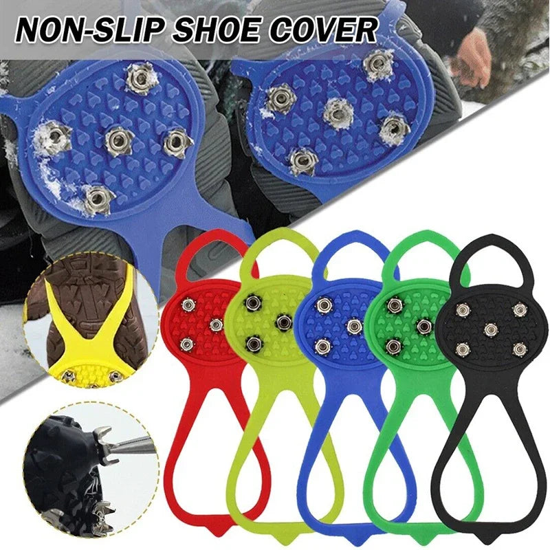 5 Teeth Ice Gripper For Shoes Unisex Snow Cleats Non Slip For Hiking