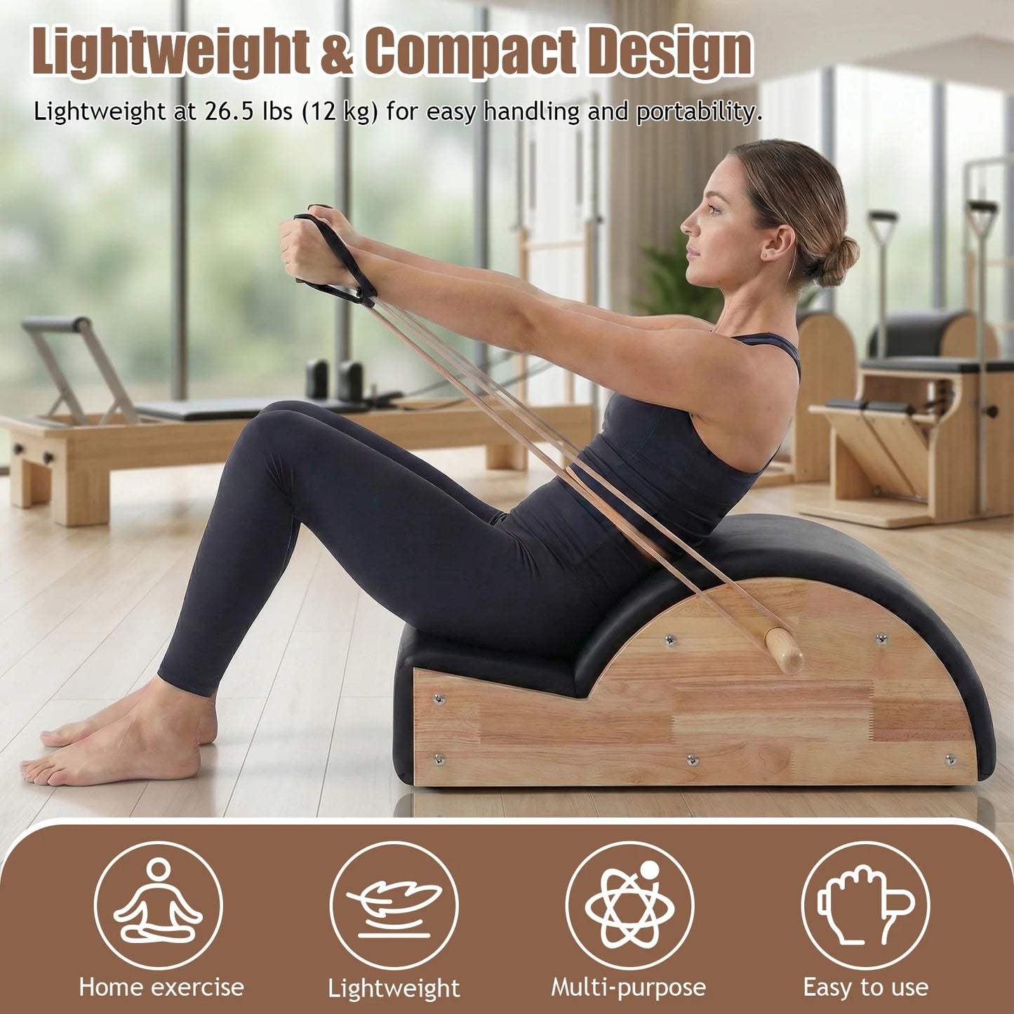 Pilates Arc Back-Stretcher In Solid Wood For Posture Flexibility