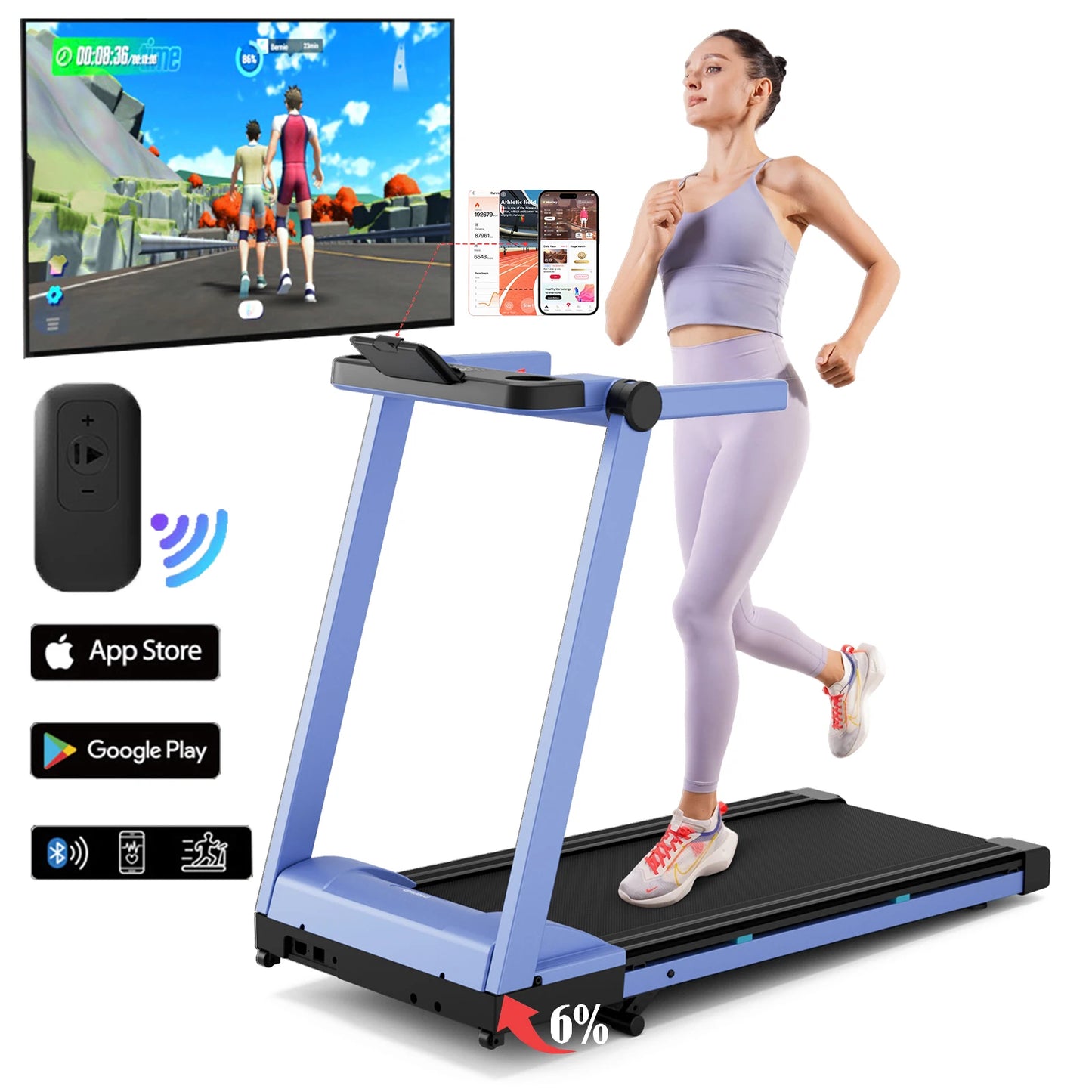 Superun 3.5HP Foldable Incline Treadmill With App Control