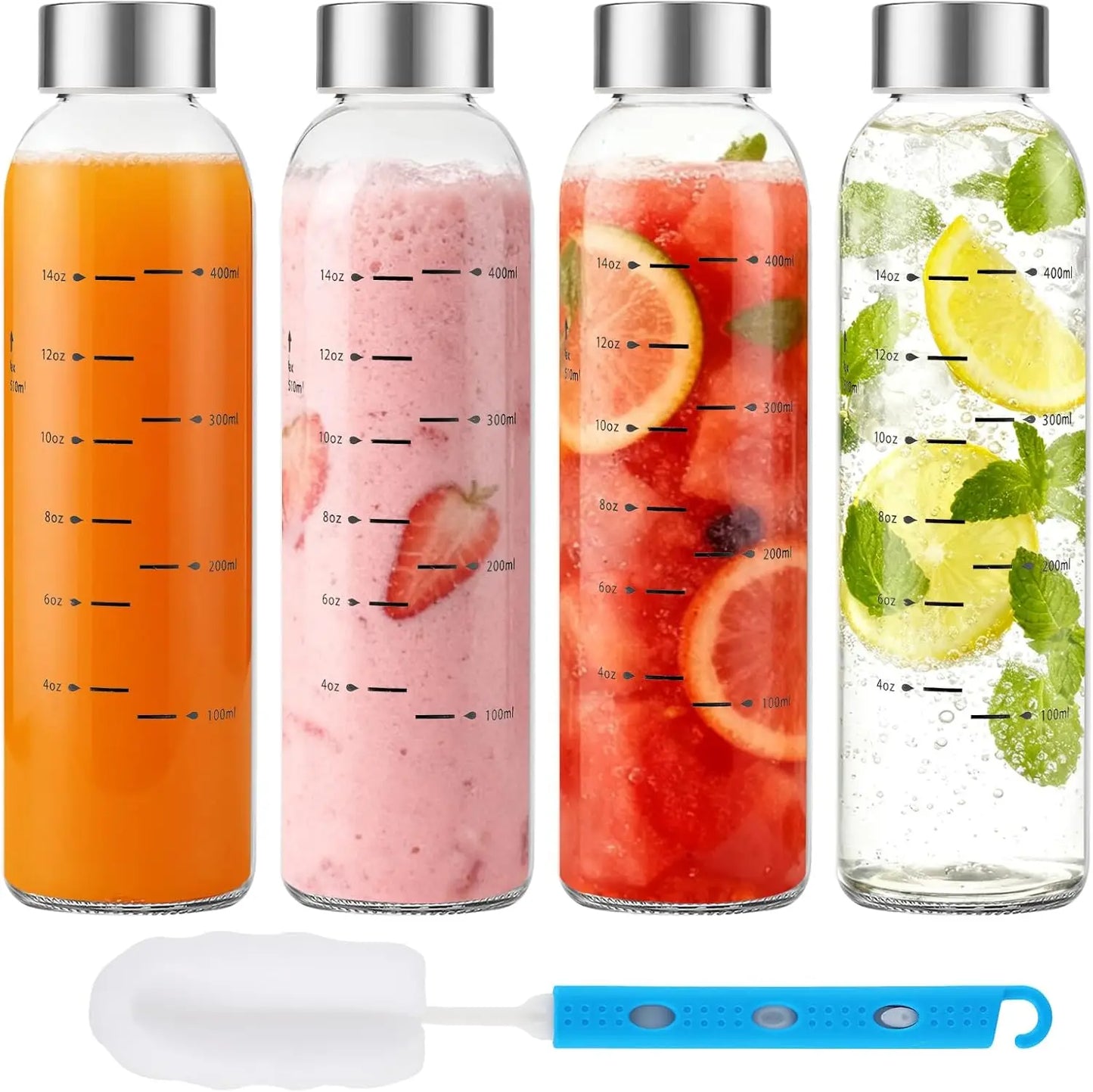 Premium Glass Juice Bottles With Airtight Lids BPA Free